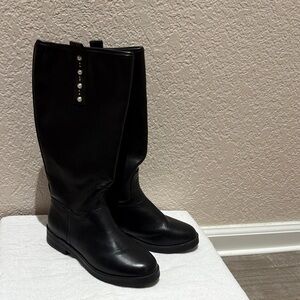 Zara Kids Black Boots with Pearl Detail